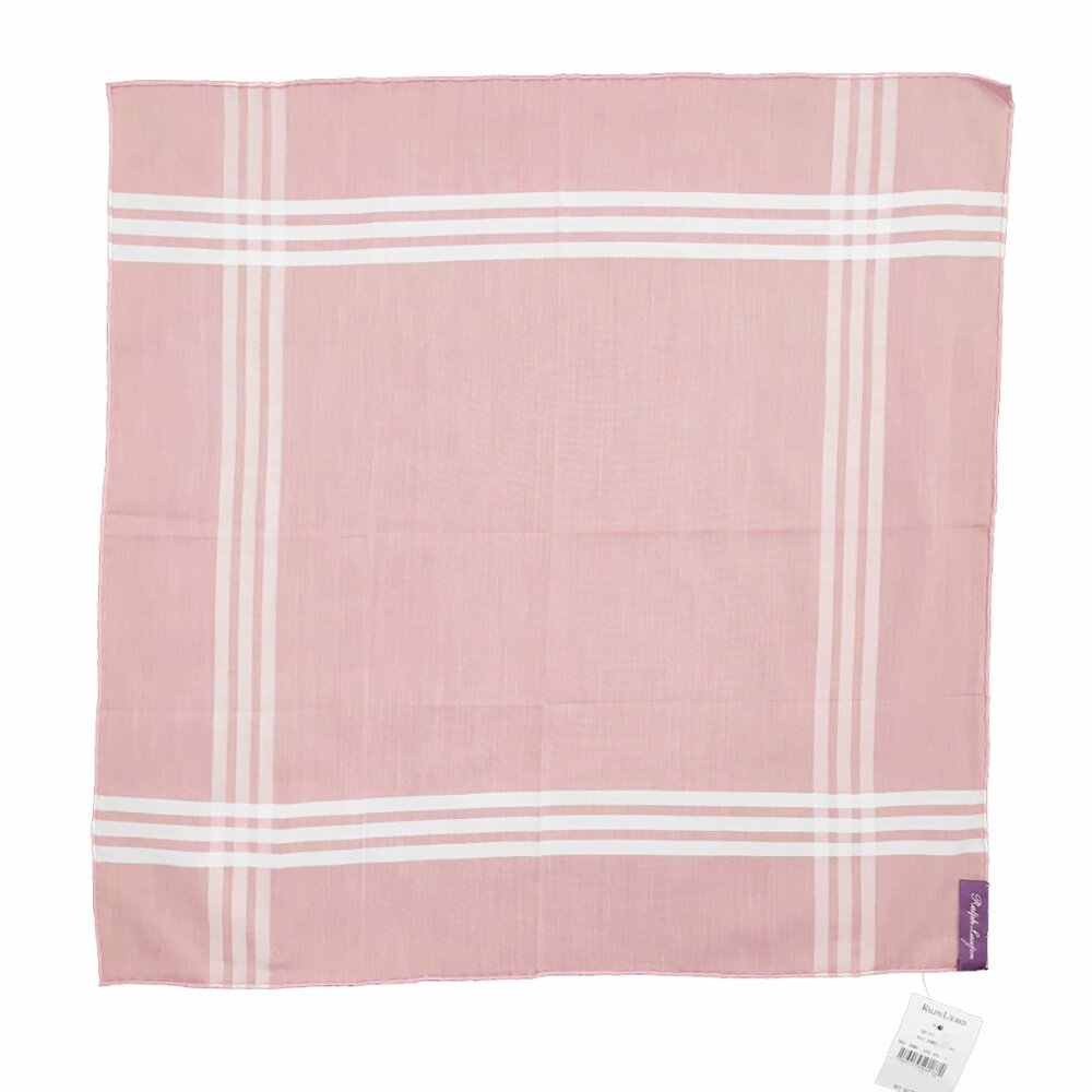 NEW Ralph Lauren Purple Label Linen Pocket Square! Peach Pink With White Stripes